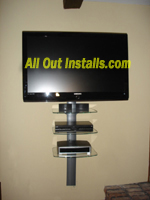AllOutInstalls.com Flat Screen TV and Glass Shelf mounted on wall